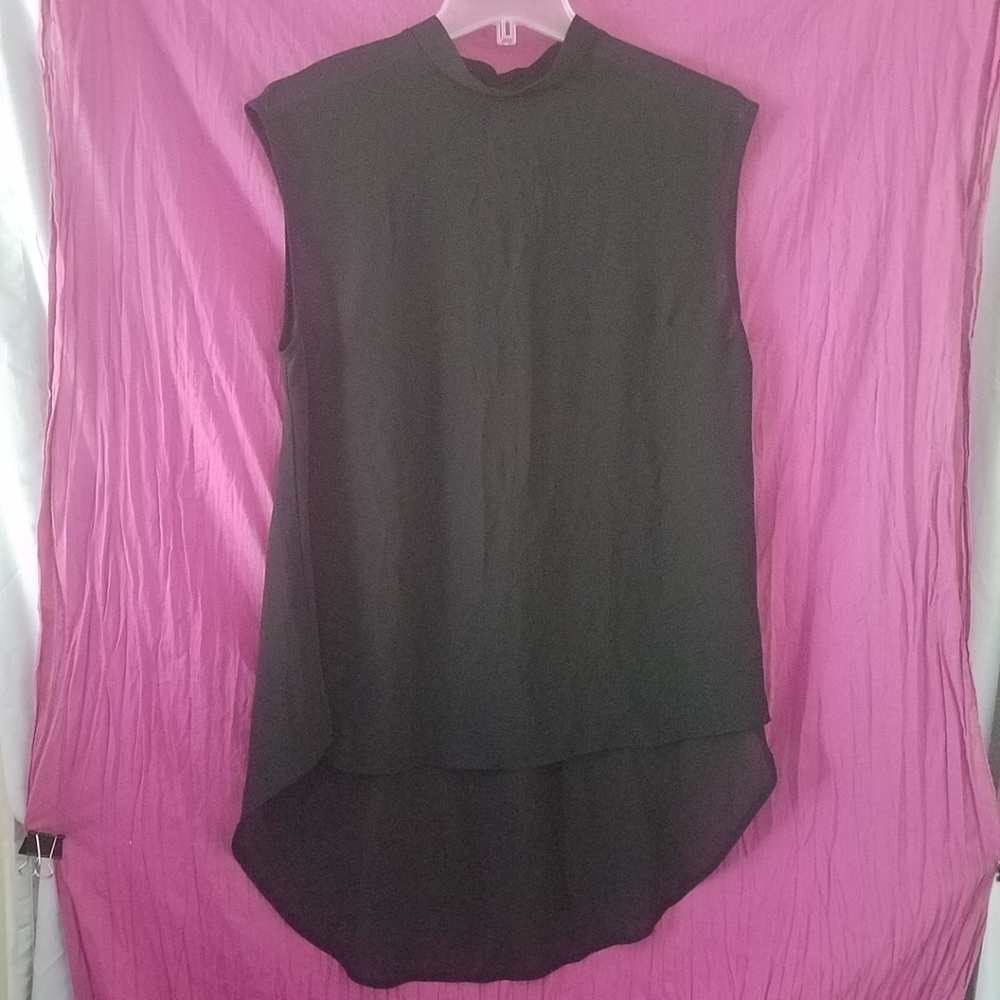 Monteau Mock Neck Sheer Sleeveless Blouse